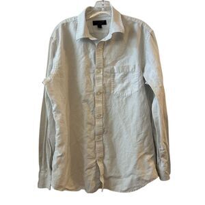 Banana Republic Men's Slim Fit White Linen Button-Up Shirt Size L